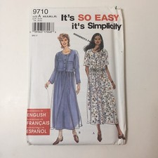 Simplicity 9710 Size XS-XL Misses' Dress