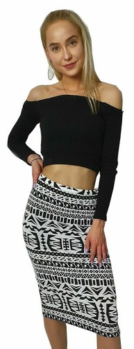 Women Ladies STRETCHY PREMIUM DOG TOOTH MIDI PENCIL SKIRT SIZE - Picture 14 of 14