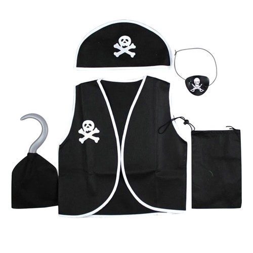 5PCS Pirate Costumes Seas Buccaneer Costume Pretend Play Pirate Cosplay Suit