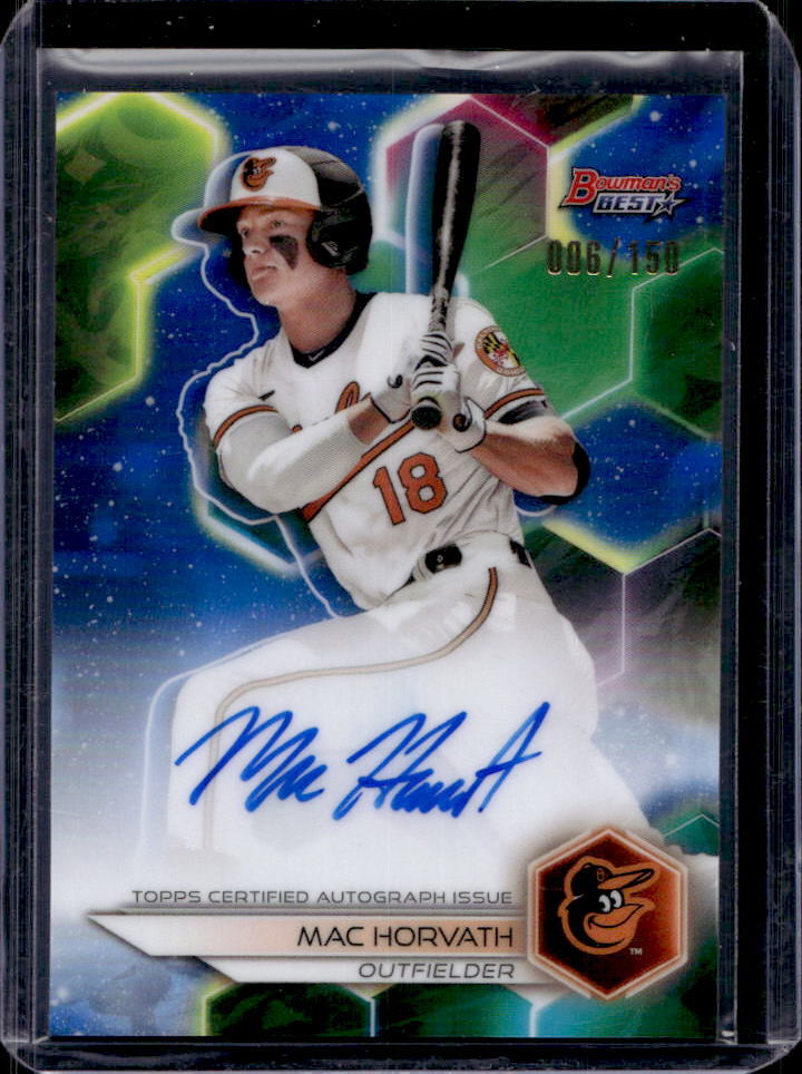 2023 Bowman's Best Mac Horvath Blue Refractor Prospect Auto #006/150 Orioles