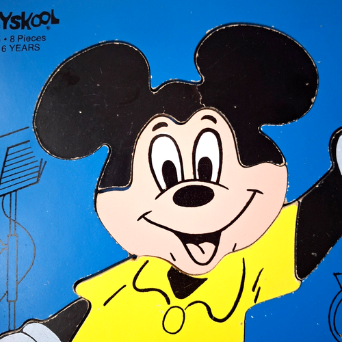 Vintage 1970 Playskool Wood Disney Puzzles Mickey Mouse & Pluto - Picture 4 of 7