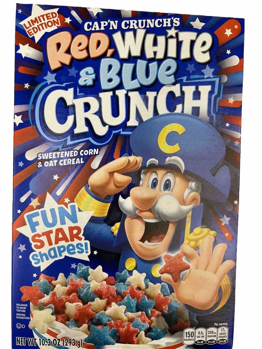 NEW 24 RED WHITE & BLUE CRUNCH Cap'n Crunch 10.3 oz Cereal