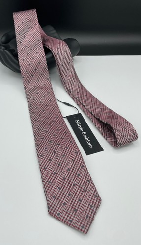 Original Penguin Men's 100% Silk Tie ~ Plaids & Checks ~ Red ~ Designer! - Picture 2 of 5