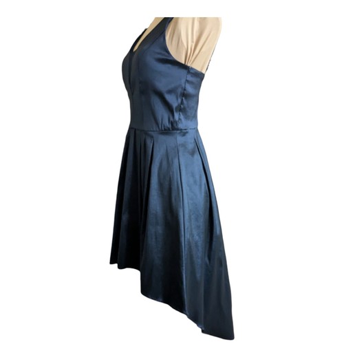 Neu mit Etikett Midnight Doll Jrs 3/Damen XS Fit Flare Cocktailkleid schillernd marineblau Satin - Bild 6 von 21