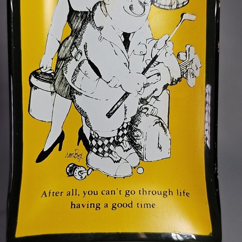 Vintage Crazy Fun 60er Jahre Houze Kunst signiert Aschenbecher GLAS Tablett rechteckig HERZLICHEN GLÜCKWUNSCH - Bild 6 von 6