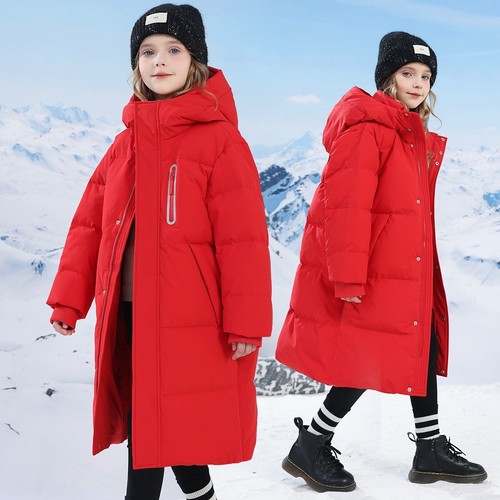 New Boys Girls Winter Hooded Parka School Jacket Long coat Outwear Padded Jacket - Picture 44 of 44