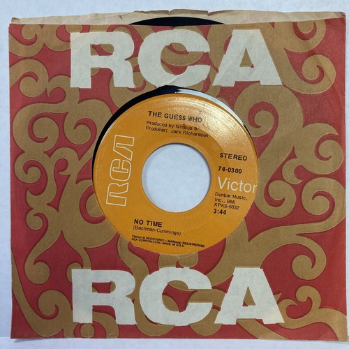 The Guess Who 45 RPM - No Time / Proper Stranger - RCA Victor 74 - 0300. 1969 EX