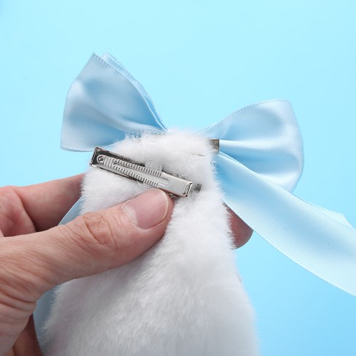 2 Women Girl Hair Clip Ribbon Bowknot Cosplay Bunny Plush Lop Ears Hairpin Decor - Foto 24 di 37