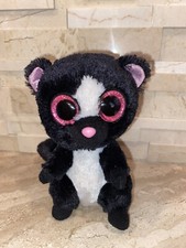 Ty Beanie Boos FLORA the 6" Skunk Black Pink Sparkle Scuffed Eyes