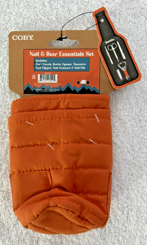 NWT COBY Tough As Nails Beer Nails Gift Set Puffer Koozie Nail Care Supplies - Picture 5 of 5