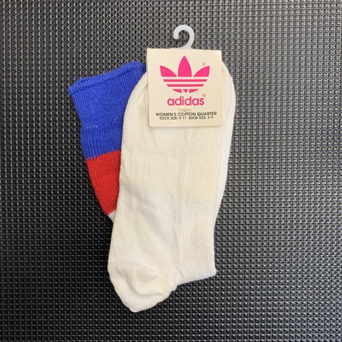 Vintage Adidas women’s quarter socks Cuff Crew Sock Size 9-11 Red Blue White - Picture 9 of 9