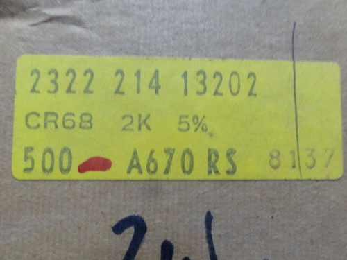 30 x 2K0 ohm 2W vintage carbon film resistor Philips 2K 202 CR68 - Picture 2 of 2