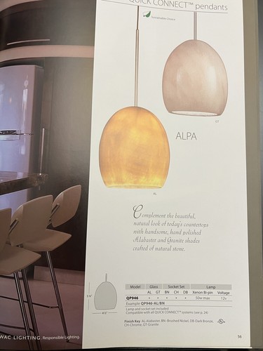 WAC Lighting QP946-AL/DB Alpa Quick Connect Pendant Natural Alabaster Shade - Picture 11 of 11