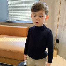 Kids Boys Girls Sweater Knit Top Bottoming Shirt Sweater Jumper Casual Pullover