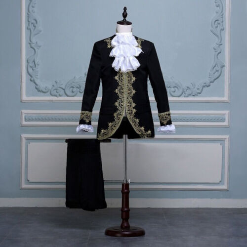 Herren Retro Anzug Jacke + Pfannen Set Kleid Uniform Mantel Viktorianisch Cosplay Party Chic - Bild 15 von 15
