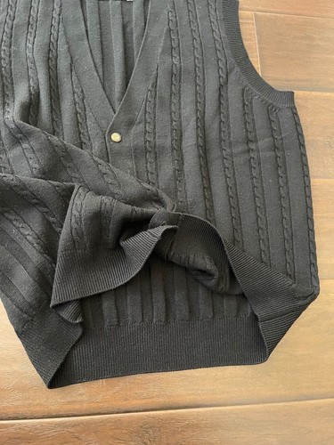 Jacob Miller Men's Black 100% Xtrafine Merino Wool Button Sweater Vest Sz Medium - Picture 7 of 10