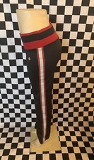 VOLCOM Gals Logo TRACK Pants RED Black Elastic Waist Lounge YOGA workout STRIPED