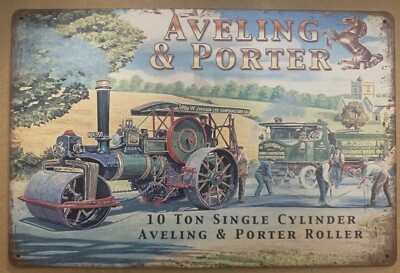10 Ton Single Cylinder Aveling & Porter Roller metal hanging wall sign