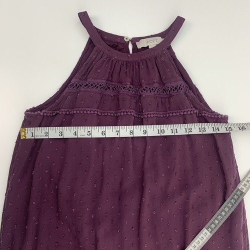 Ann Taylor LOFT Shift Dress Swiss Dot Halter Neck Purple Plum Size XS - Picture 10 of 10