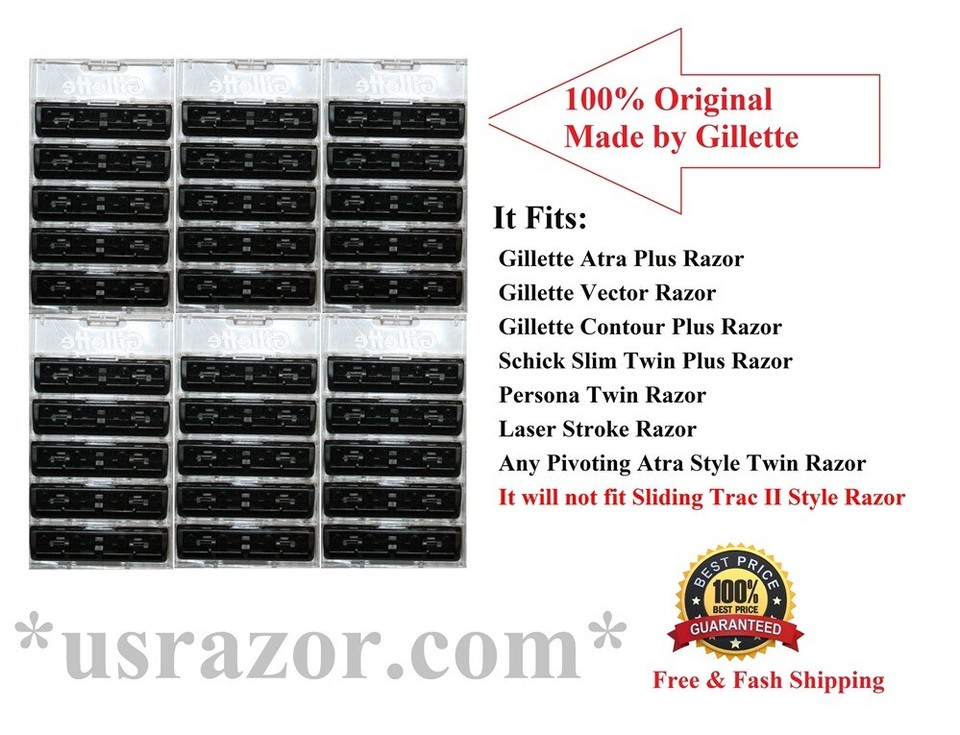 30 Gillette Atra Plus Razor Blades Refills Cartridges (unboxed) Fits ...