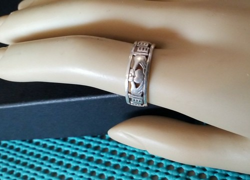 Designer Peter Stone PSCL Sterling Silver hands & hearts Irish Ring Size 7 4gms - Picture 6 of 8