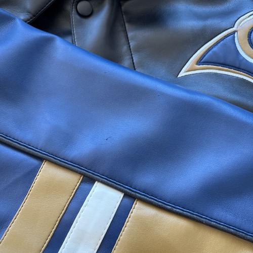 Vintage St. Louis Rams NFL Full Zip Leather Jacket Large - Picture 14 of 24