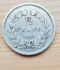 Half 1/2 French Franc 1841 - Very Rare - Louis Philippe Reign - See Details