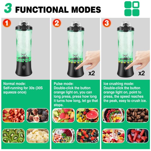 600ML Portable Blender Personal Blender for Shakes Smoothie Maker Fruit Juicer - Picture 8 of 12