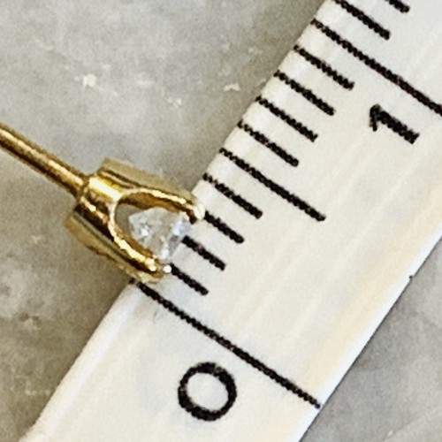 Round Diamond Stud Earrings 14K Yellow Gold Push Backs .20TCW .41gr Crown 3mm - Picture 7 of 11