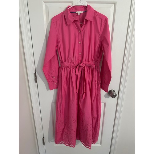 Free Assembly rosa Hemdkleid mit Ösen Langarm Taille zum Binden Größe Small