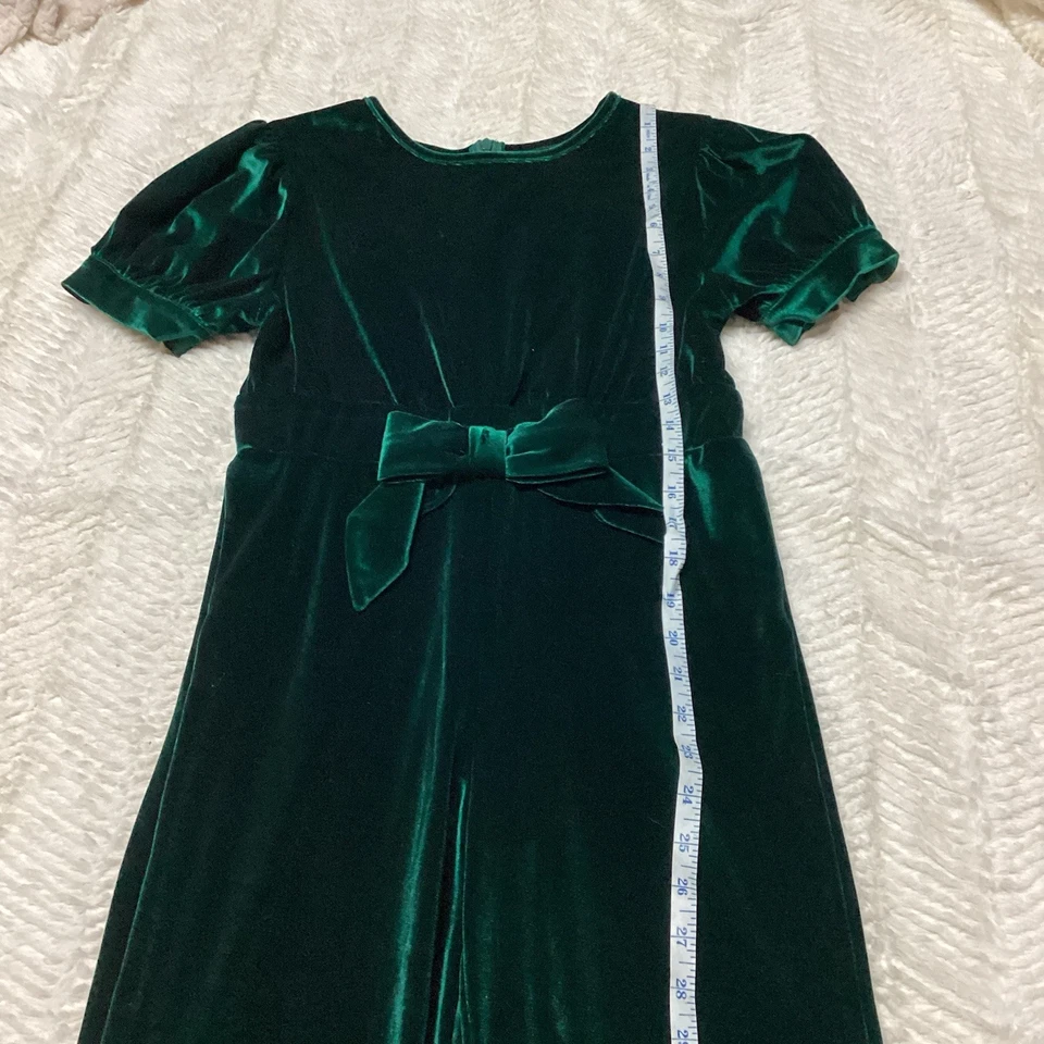 Hermoso Mono Shop The Mint Niñas 10/12 Terciopelo Verde Vacaciones Cintura Lazo Foto 4 de 4