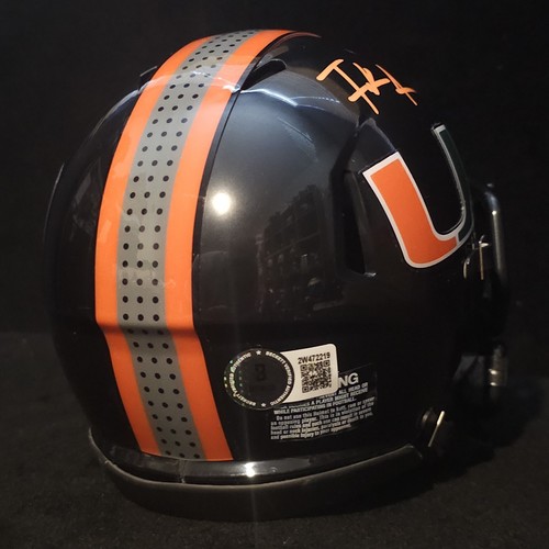 FRANK GORE SIGNED AUTOGRAPH MIAMI HURRICANES BLACK MINI HELMET SPEED BECKETT BAS - Picture 3 of 4
