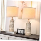 22IN Table Lamps for Living Room Resin Nightstand Lamps Set of 2 Tall End Cream