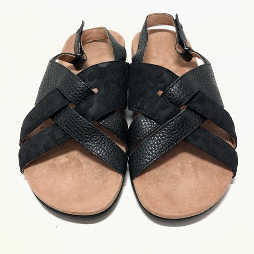 Vionic Eira Slingback Sandal Black Pebble Grain Embossed Sz 9 W /41 Wide - Picture 4 of 7