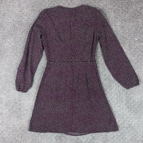 Gap Dress Womens Six Wrap Mini Side Button Polka Dot V Neck Long Sleeve Red - Picture 14 of 14