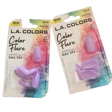 L.A. Colors Glue On Nails - Almond Shape Color Flare - 2 Packs - NEW IN BOX!