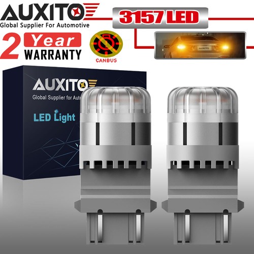 AUXITO 3157 3156 T25 9LED Turn Signal Light 3000k Amber Bulbs For Chevy Colorado - Picture 1 of 21