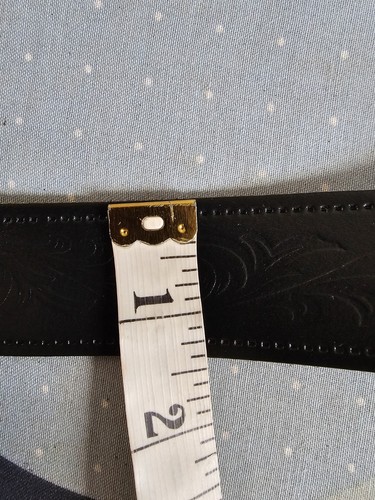 Vintage Western Black Real Leather Mens Belt Silver Metal Studs Accents - Picture 10 of 11