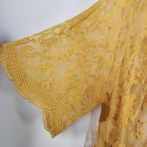 Cárdigan kimono Davi & Dani para mujer boho crochet encaje transparente palangre dorado grande - Imagen 7 de 11
