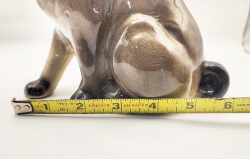 VINTAGE PAIR Pug Dog Figurines Mid Century Drip Crackle Glaze 7" & 4.5" Unmarked - Picture 11 of 20