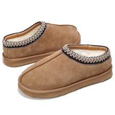 Mens Slippers 100 Genuine Leather with Australian Shearling 9.5 Chestnut