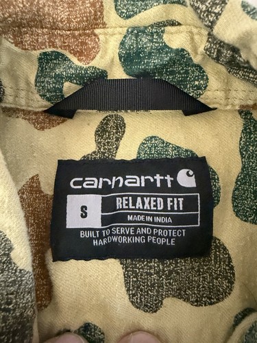 Camisa Carhartt Pato Camuflada Botón Manga Larga Para Hombre S Resistente Flex Calce Relajado - Imagen 3 de 8