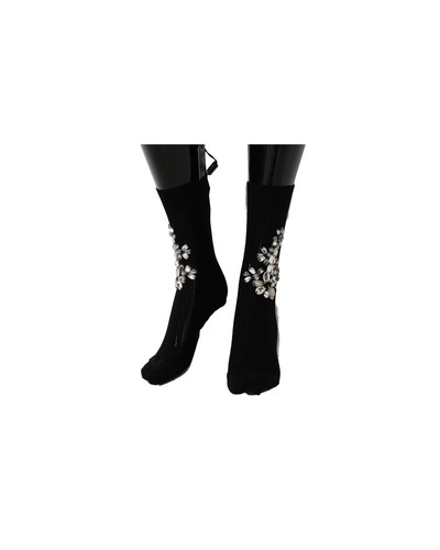 Dolce & Gabbana Dolce Gabbana SCS50 Crystal Socks Women Black Pantyhose & Tights - Picture 3 of 7