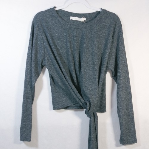 ASTR the Label blaues Langarmshirt mit seitlichem Binden gerippt Größe L - Bild 3 von 10