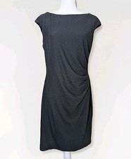 Chaps Dress Womens 14 Black Sleeveless Sheath Knee Length Textured Knit Zip