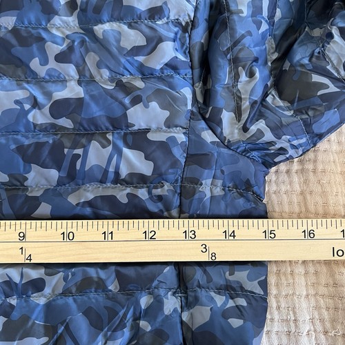 UNIQLO Boys' Navy Blue Camo Packable Hooded Puffer Jacket Coat Size 5-6Y Zip - Picture 11 of 13