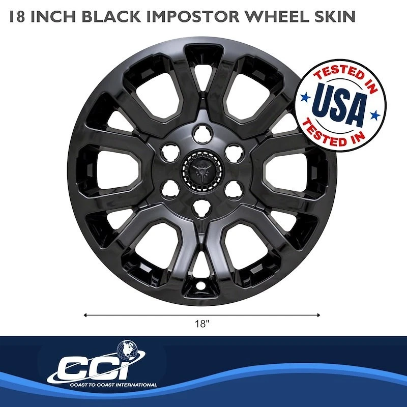 4 Tapacubos de rueda negros de 18" para GMC SIERRA 1500 YUKON 2014-19 Foto 3 de 3