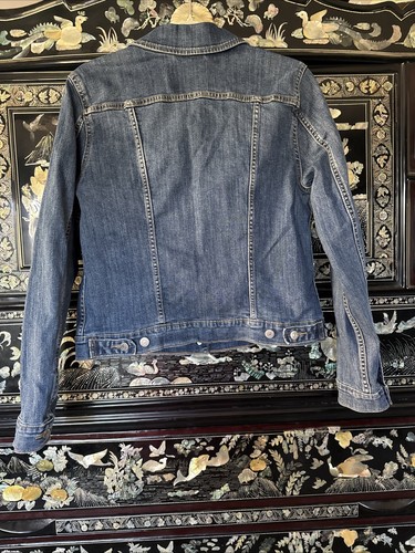 Levis Trucker Blue Jean Denim Jacket Womans Size Large Flap Front Pockets Collar - Picture 6 of 7