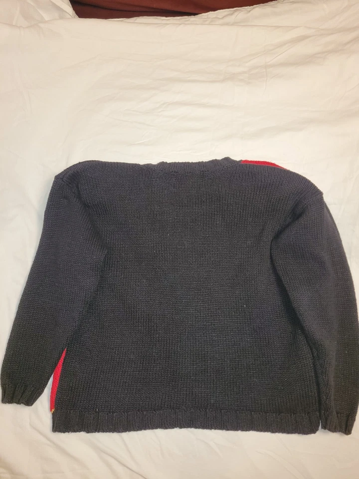 复古 Tiara International 毛衣女式黑色纽扣刺绣 90 年代圣诞节 — 第 2/4 张图片