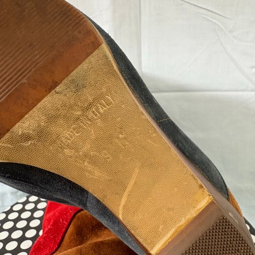 Vintage Made in Italy hohe Wildleder Patchwork Stiefel Größe 9 Medium Boho Festival - Bild 5 von 9